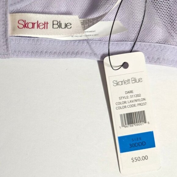 Skarlett Blue Bra Dare Dot Demi Tshirt Bra Lace Lavender/Nude NWT 30DDD - Picture 4 of 7